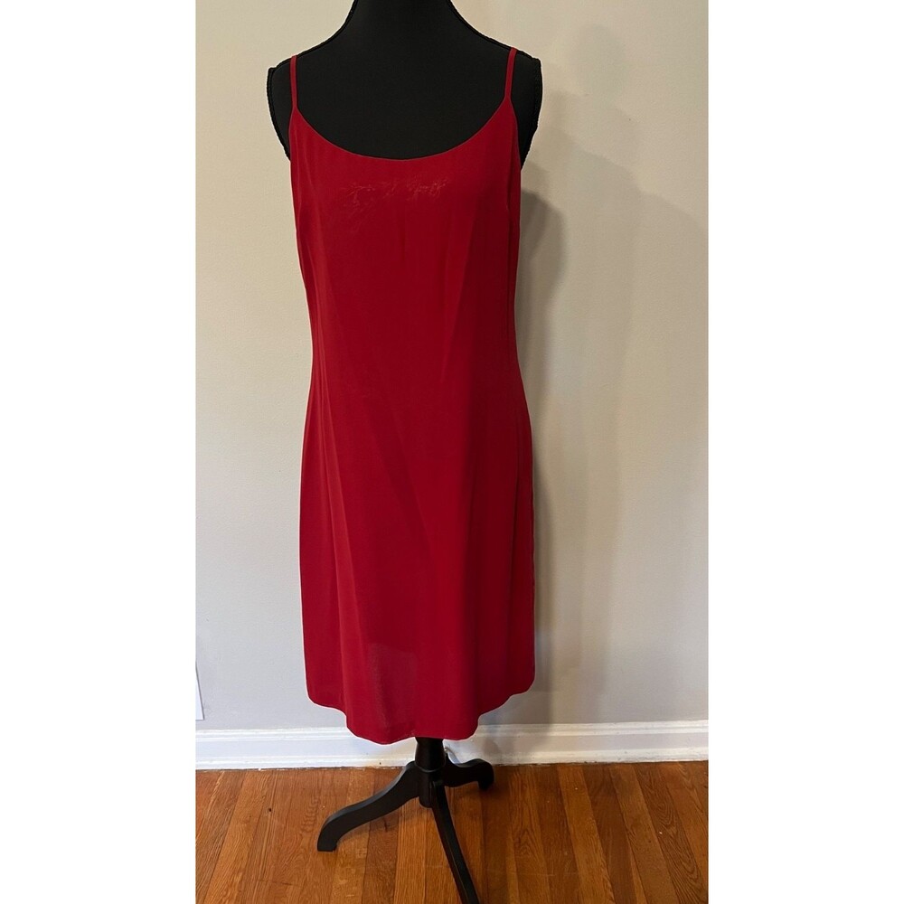 Express Red Spagetti Strap Y2K Chiffon Shimmering Double Layer Slip Dress S 7/8